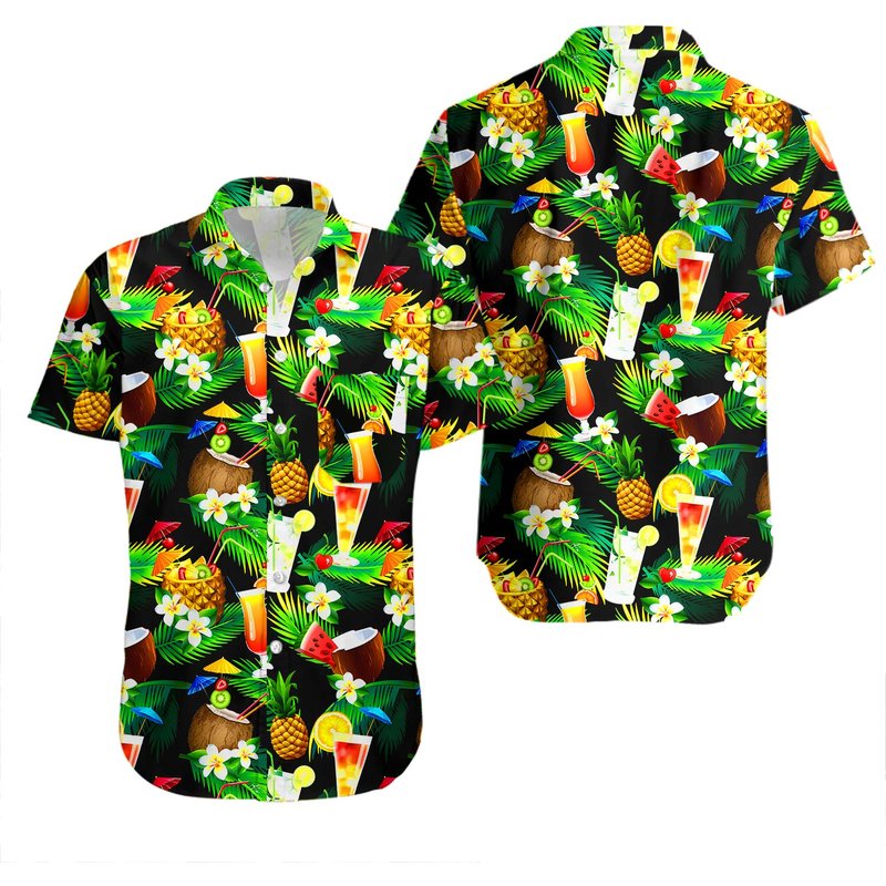 Chemise hawaïenne "Cocktails hawaïens" pour hommes — Chemises décontractées pour hommes