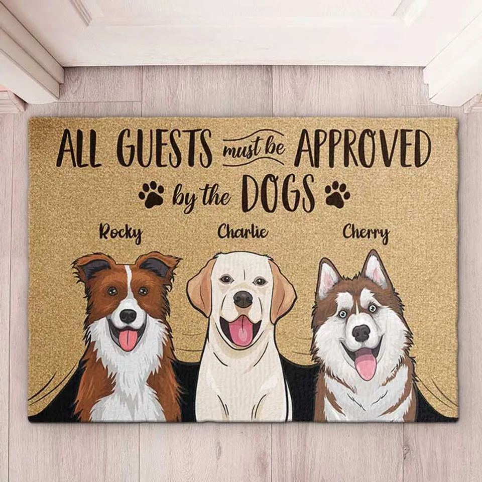 Tous les invités doivent être approuvés par nos chiens Tapis personnalisé — Tapis
