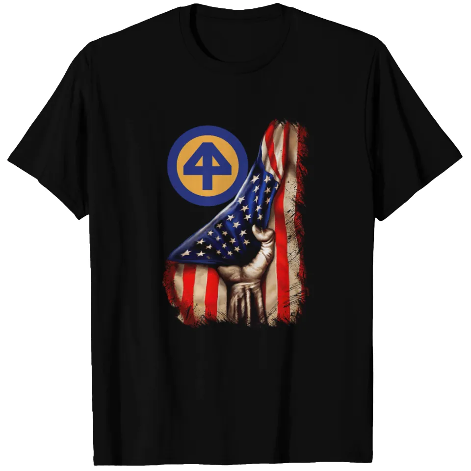44th Infantry Division American Flag T-Shirt for Men — Mens T Shirts