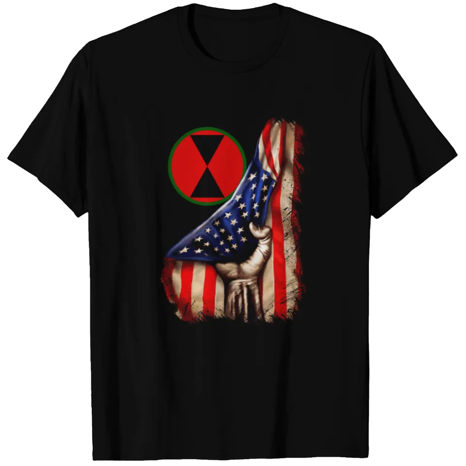 T-shirt de la 7e division d'infanterie avec drapeau américain pour hommes — T-shirts pour hommes