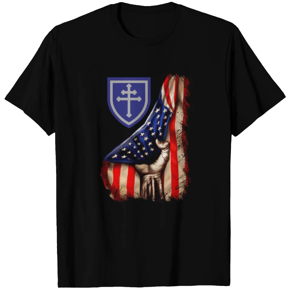 T-shirt avec drapeau américain de la 79e division d'infanterie pour hommes — T-shirts pour hommes