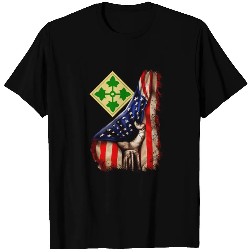 T-shirt Drapeau Américain de la 4e Division d'Infanterie pour Hommes — T-shirts pour hommes