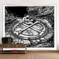 Tapisserie Crâne et Pentagramme - Décoration Murale Satanique