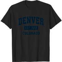 Denver Colorado Co Vintage Sports Design Navy Print T-Shirt