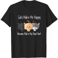Cats Make Me Happy Humans Make My Head Hurt T-shirt for Men — Mens T Shirts