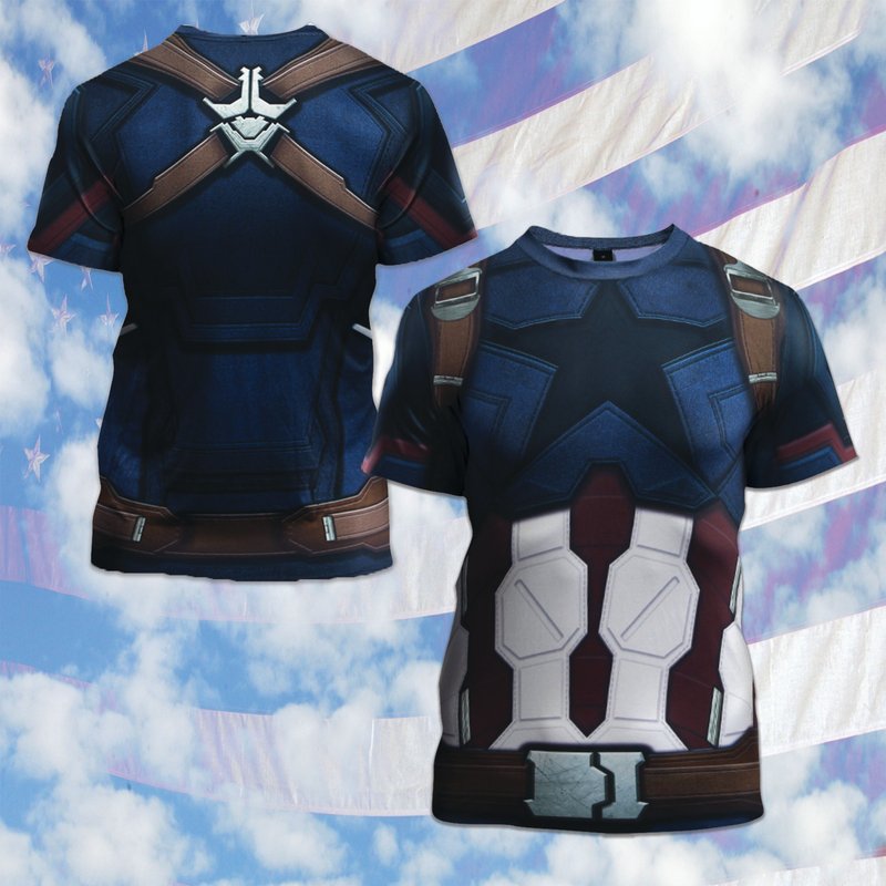 T-Shirt 3D Captain America pour hommes - Noir