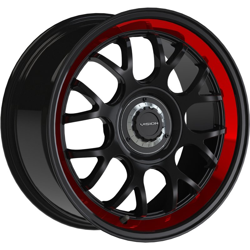 Jantes Vision 478 Alpine Gloss Black Red Machined 20x8.5 — Roues et jantes