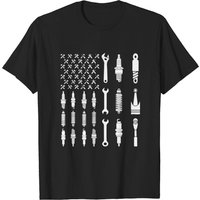 T-shirt Vintage Patriotic Mechanic Drapeau Américain pour Hommes