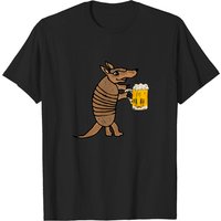 Cute Armadillo Drinking Beer Cartoon T-Shirt for Men — Mens T Shirts