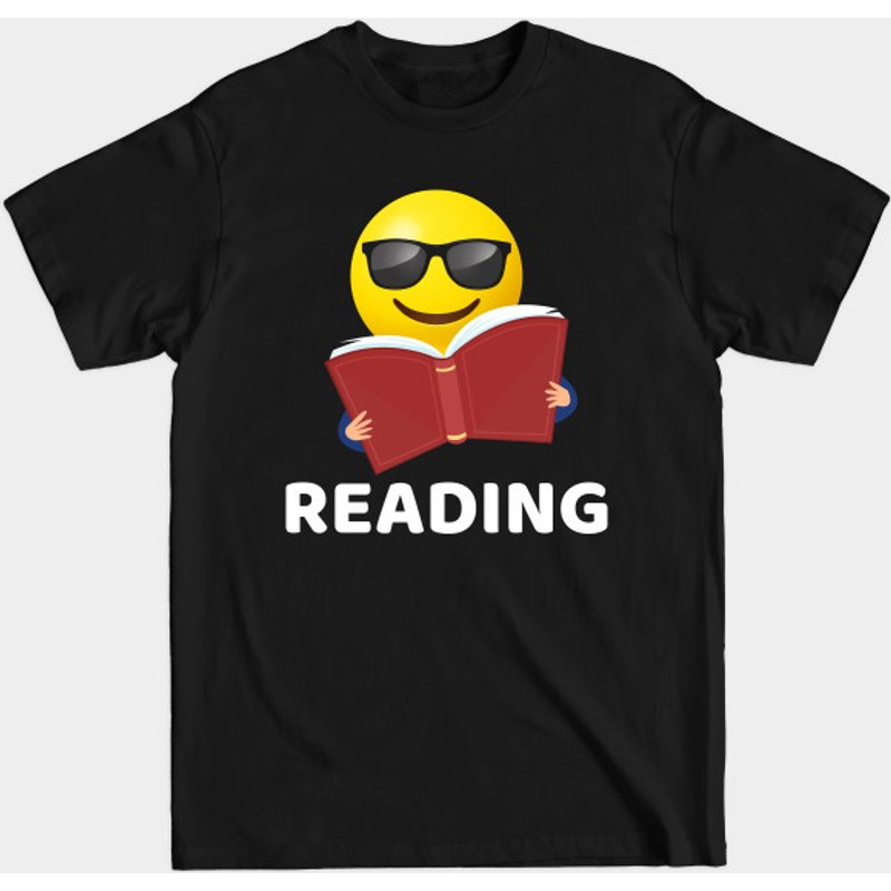 T-shirt Emoji Reading Book Glasses pour hommes - Noir — T-shirts pour hommes