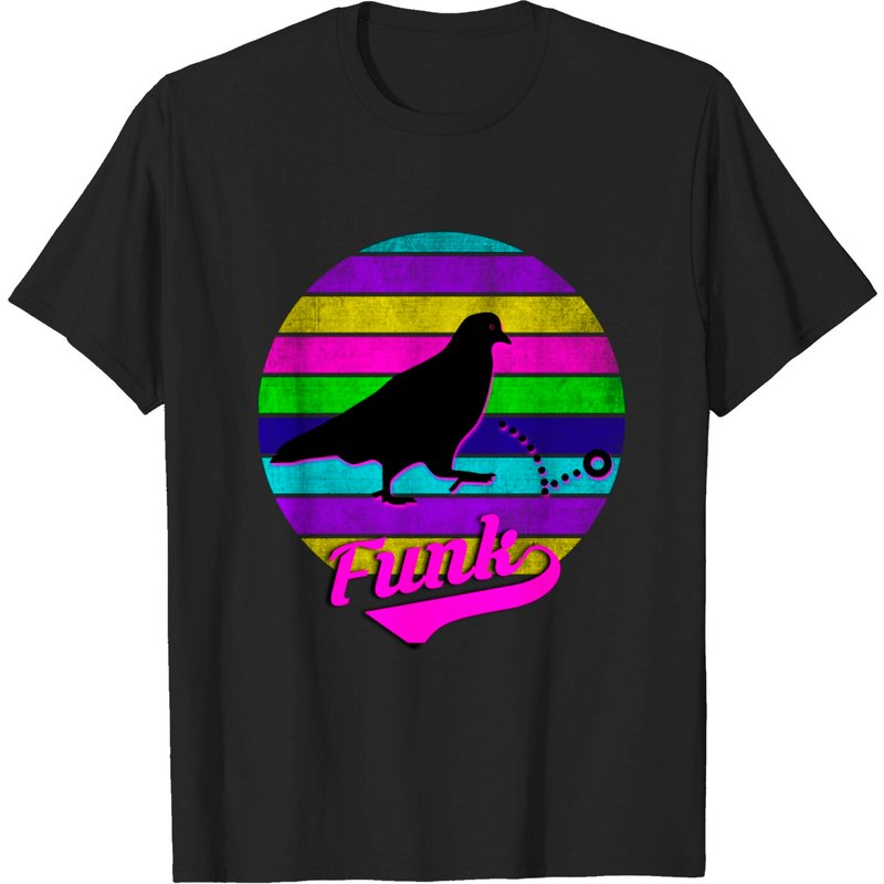 Pigeons Playing Ping Pong Funk Vintage Neon Sunset T-Shirt — Mens T Shirts