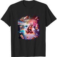 T-shirt Outer Space Pizza Cat Rainbow Laser pour hommes