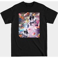 Space Cat Cow Unicorn Riding T-Shirt for Men - Rainbow Laser Eyes — Mens T Shirts