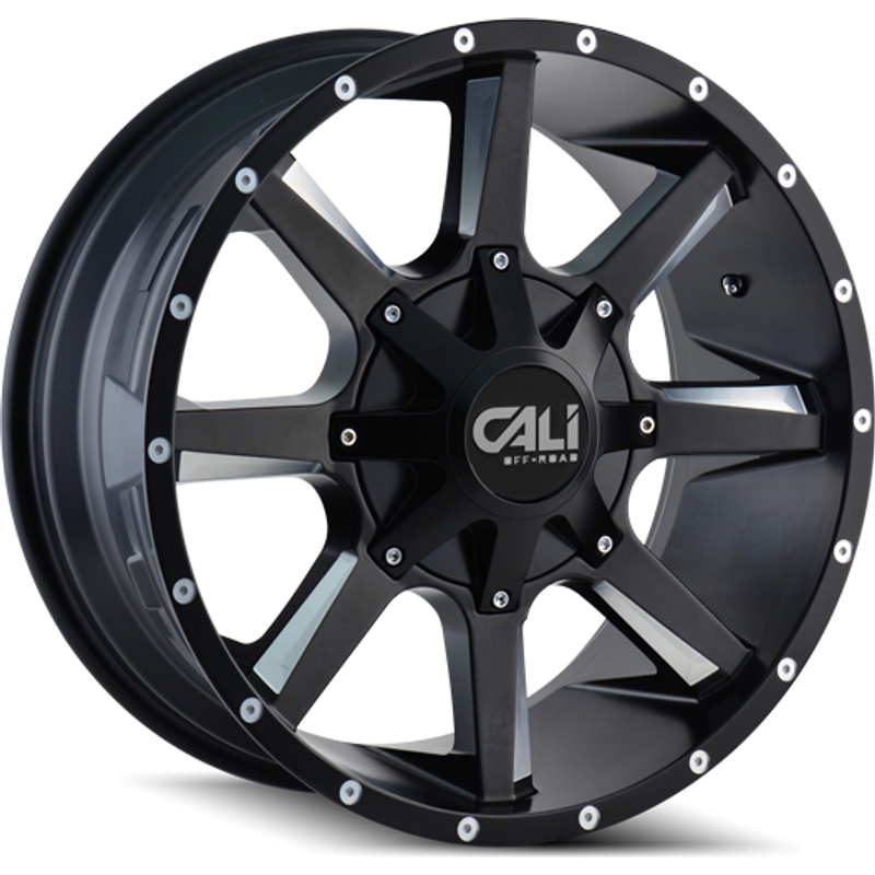 Roues Cali Off Road 9100 Busted Noir Milled - 22x12 - 6x135 — Roues et jantes