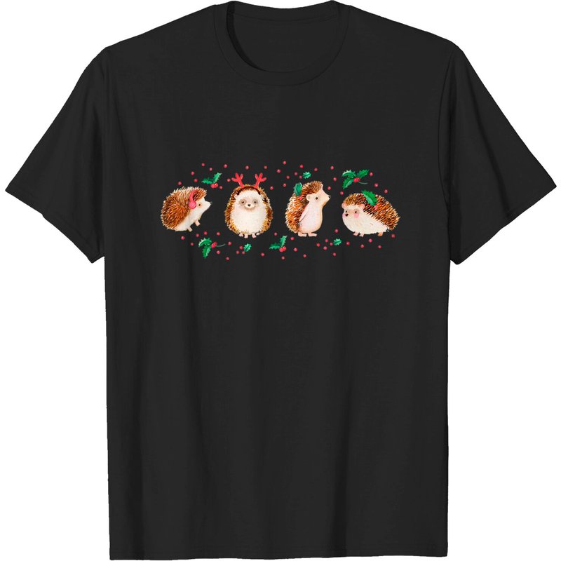 T-shirt à manches longues Christmas Hedgehog pour hommes — T-shirts pour hommes