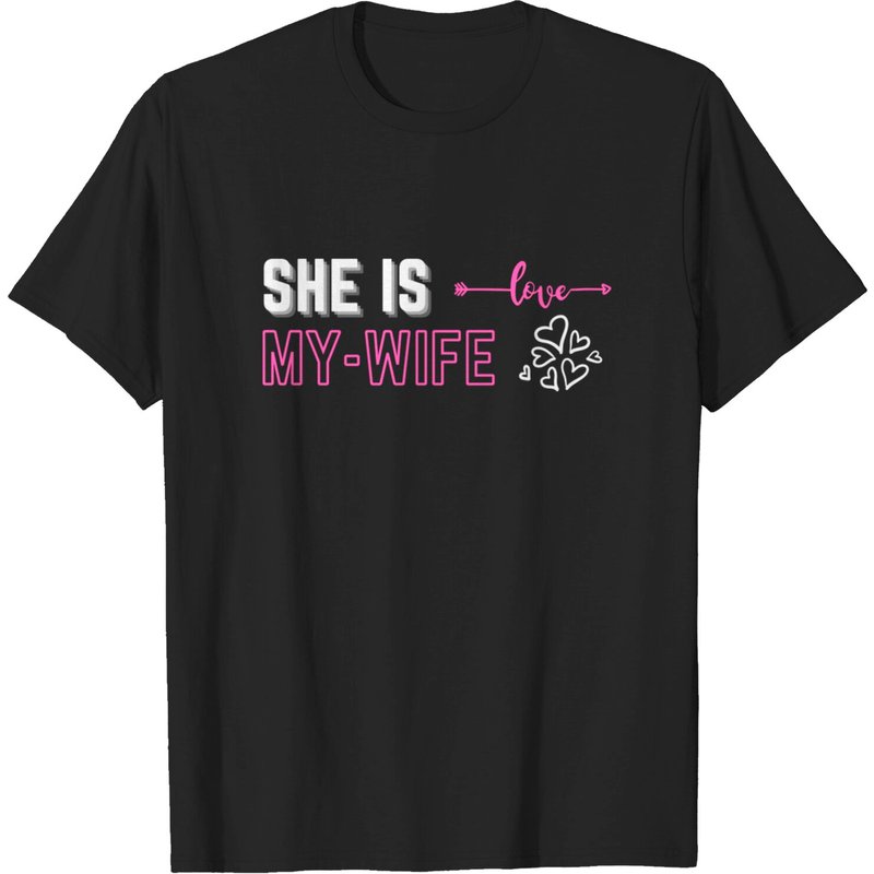 Wife Present T-Shirt for Men in Black