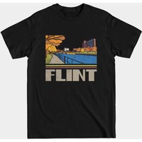 Flint City Vintage Traveller Gift Skyline Silhouette T-Shirt