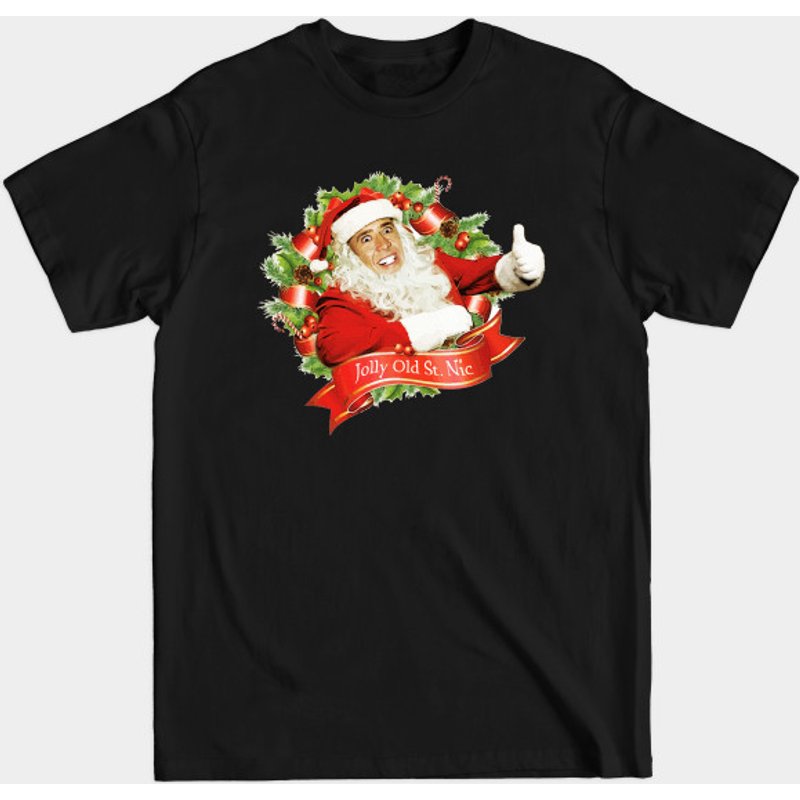 T-Shirt de Noël Nicolas Cage Jolly Old Saint Nic pour hommes — T-shirts pour hommes