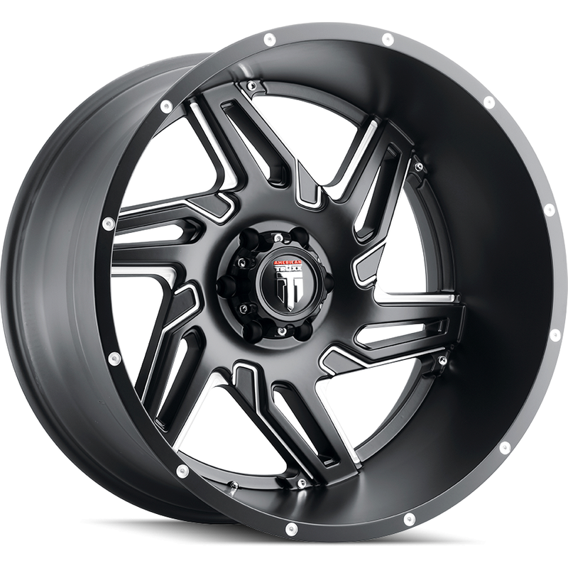 American Truxx AT186 Spurs Black Milled 22x12 Wheels - 6x135 Bolt Pattern — Wheels & Rims