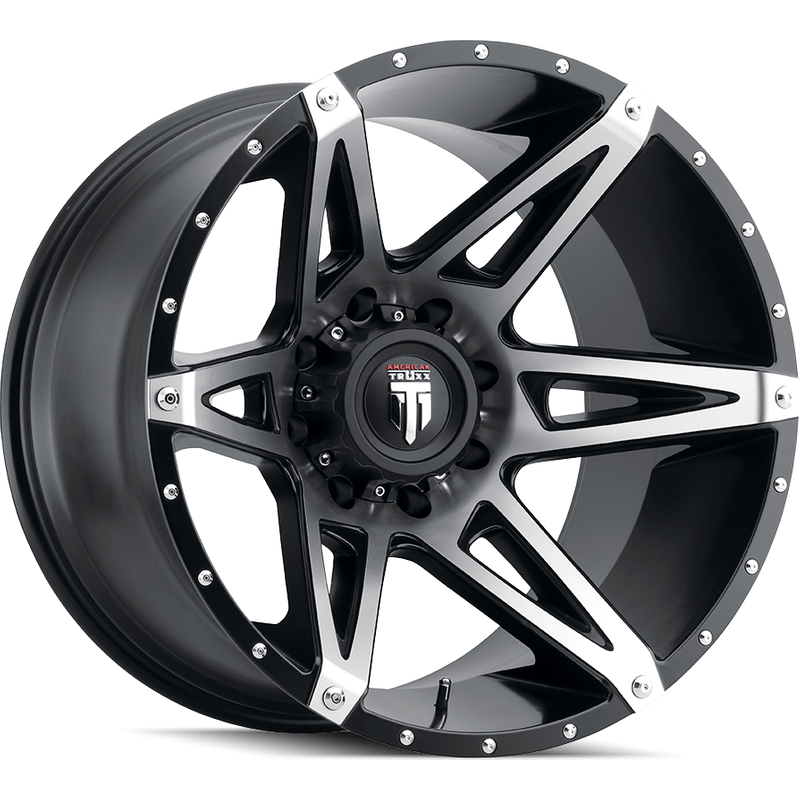 American Truxx AT1902 Kutz Gloss Black Machined Wheels - 22x14 — Wheels & Rims