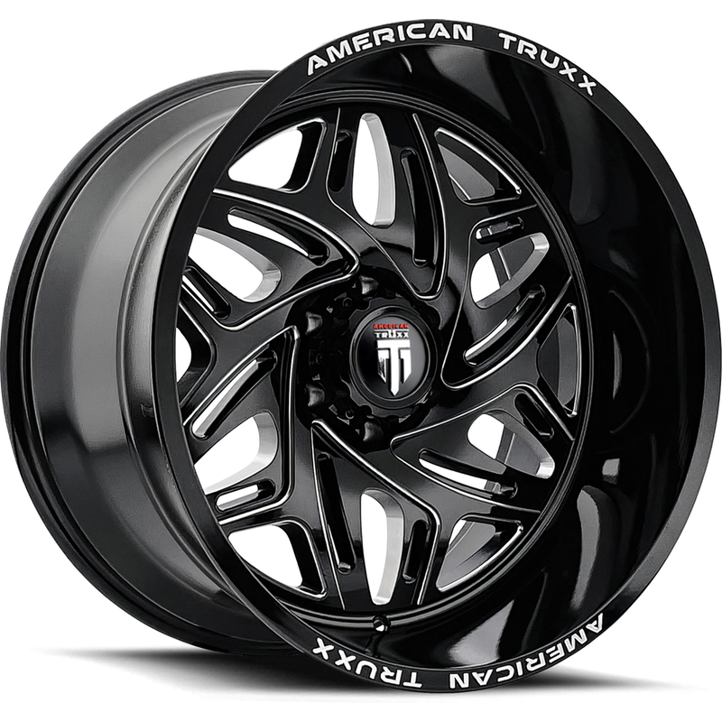 American Truxx AT1914 Euphoria Gloss Black Milled Wheels 20x10 — Wheels & Rims