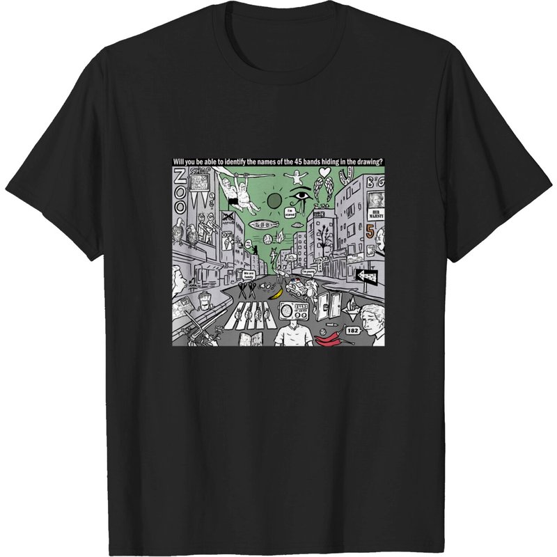 T-shirt pour hommes Music Is Life avec 45 noms de groupes cachés — T-shirts pour hommes