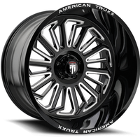 Roues American Truxx AT1916 Butcher Milled Noir Brillant 20x10 6x135 — Roues et jantes