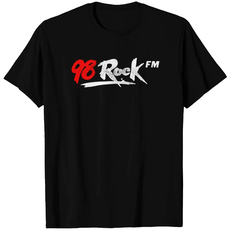 T-shirt pour hommes avec logo de la station de radio 98 Rock WQXM Tampa des années 1980 — T-shirts pour hommes