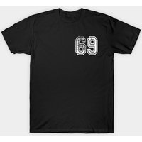 T-shirt Number 69 Grungy Blanc pour Hommes