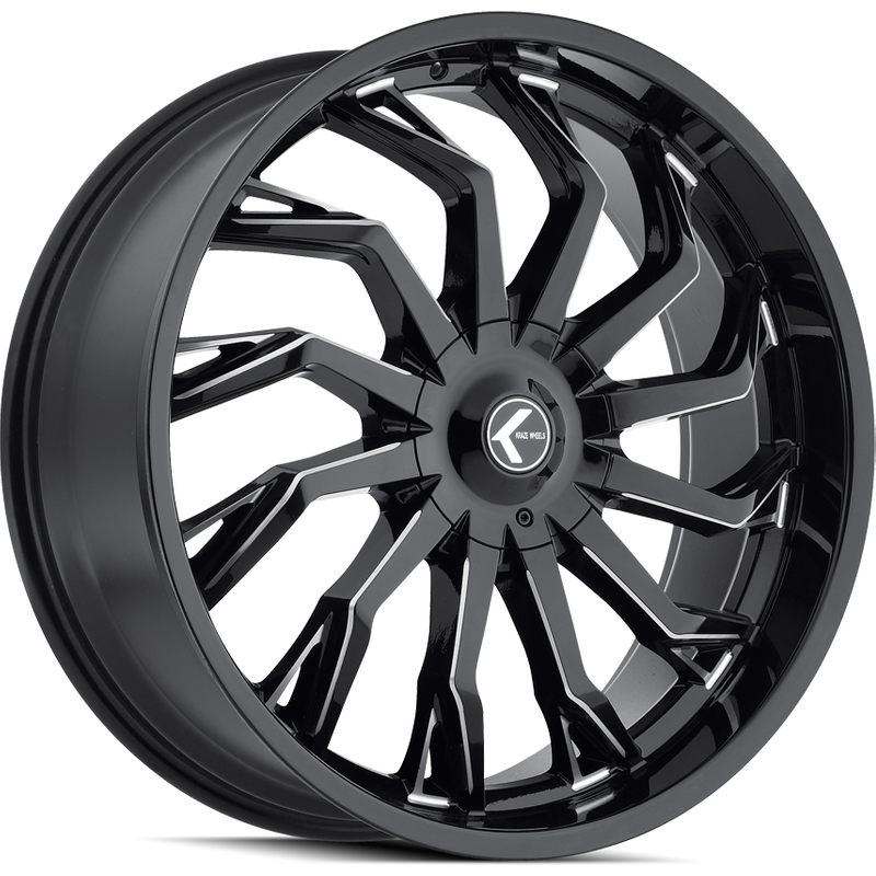 Roues Kraze KR142 Scrilla Gloss Black Milled - 22x9.5 - 5x115 — Roues et jantes