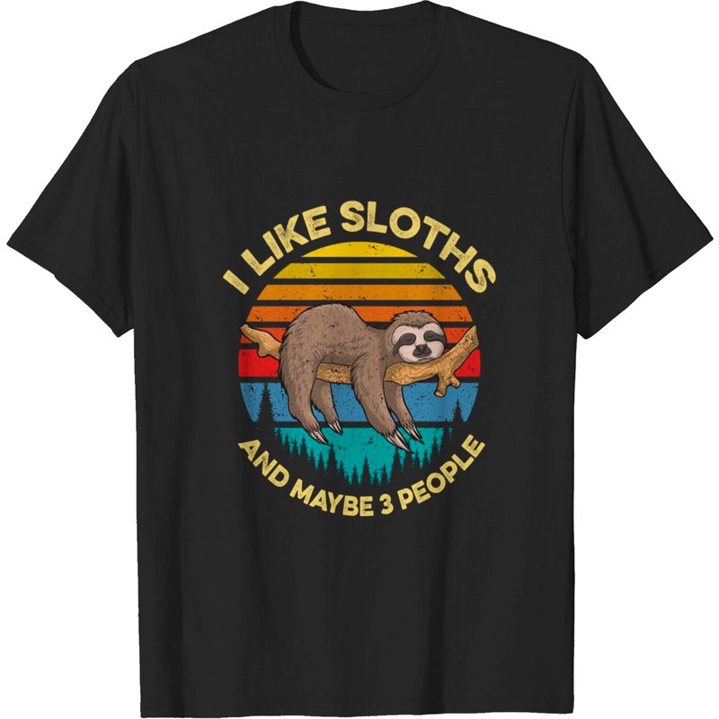 I Like Sloths And Maybe 3 People Funny Sloth T-Shirt for Men — Mens T Shirts