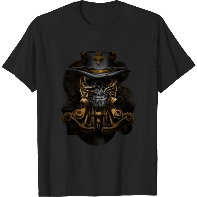 T-shirt Skull Steampunk pour hommes en noir — T-shirts pour hommes