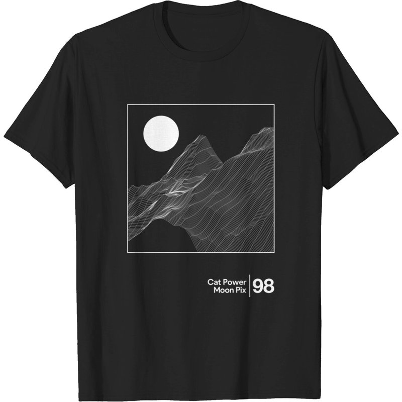 T-shirt pour hommes Cat Power Moon Pix Design Art Minimaliste — T-shirts pour hommes