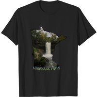 Minnesota State Outline Minnehaha Falls T-Shirt for Men — Mens T Shirts