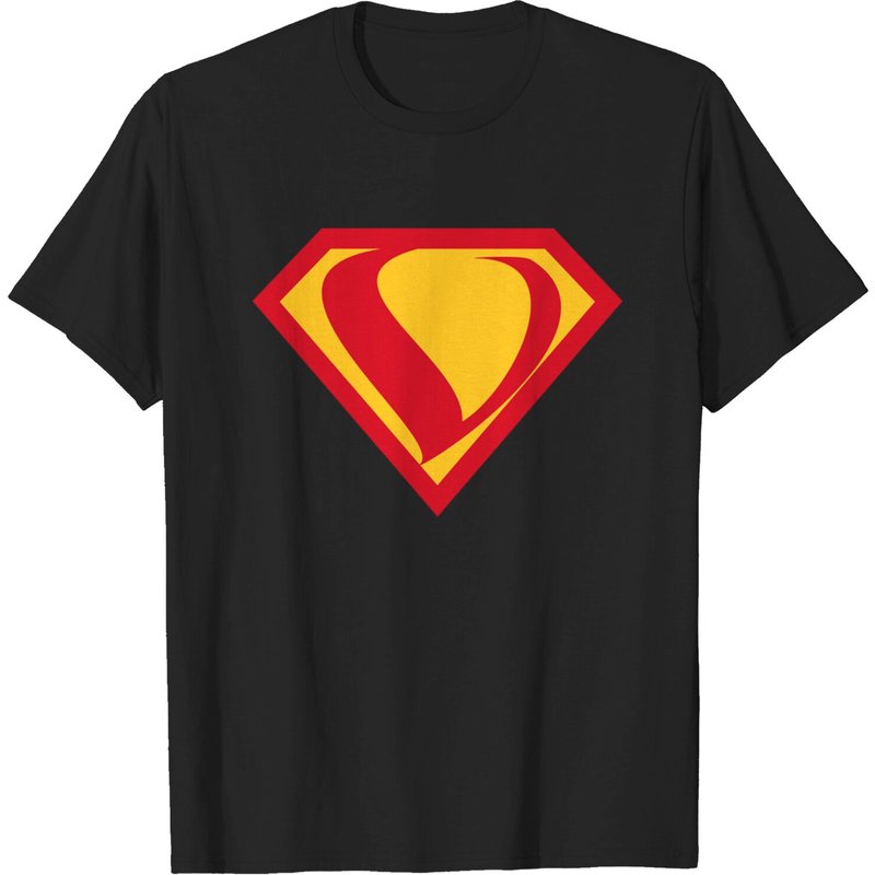 T-shirt Letter V Superman pour hommes en noir