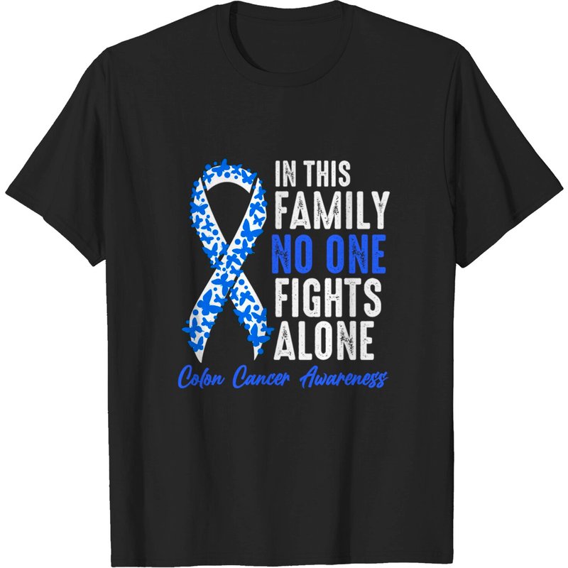 In This Family No One Fights Alone Colon Cancer Men's T-Shirt — Mens T Shirts