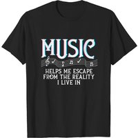 T-shirt Music Helps Me Escape Reality pour hommes