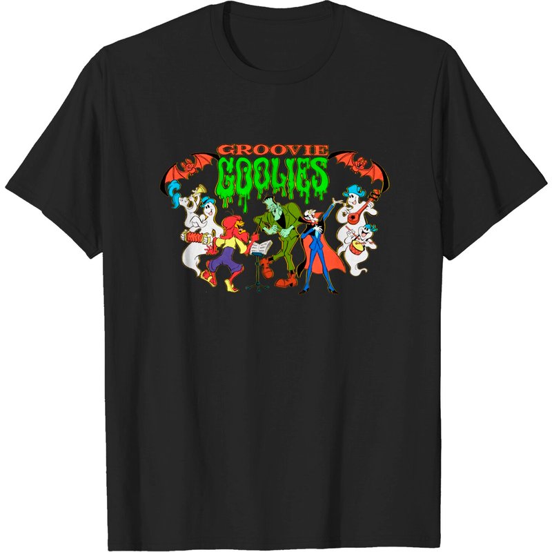 T-shirt noir pour hommes Groovie Goolies Filmation 1970 — T-shirts pour hommes