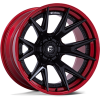 Fuel FC402 Catalyst Matte Black Wheels with Candy Red Lip - 20x10