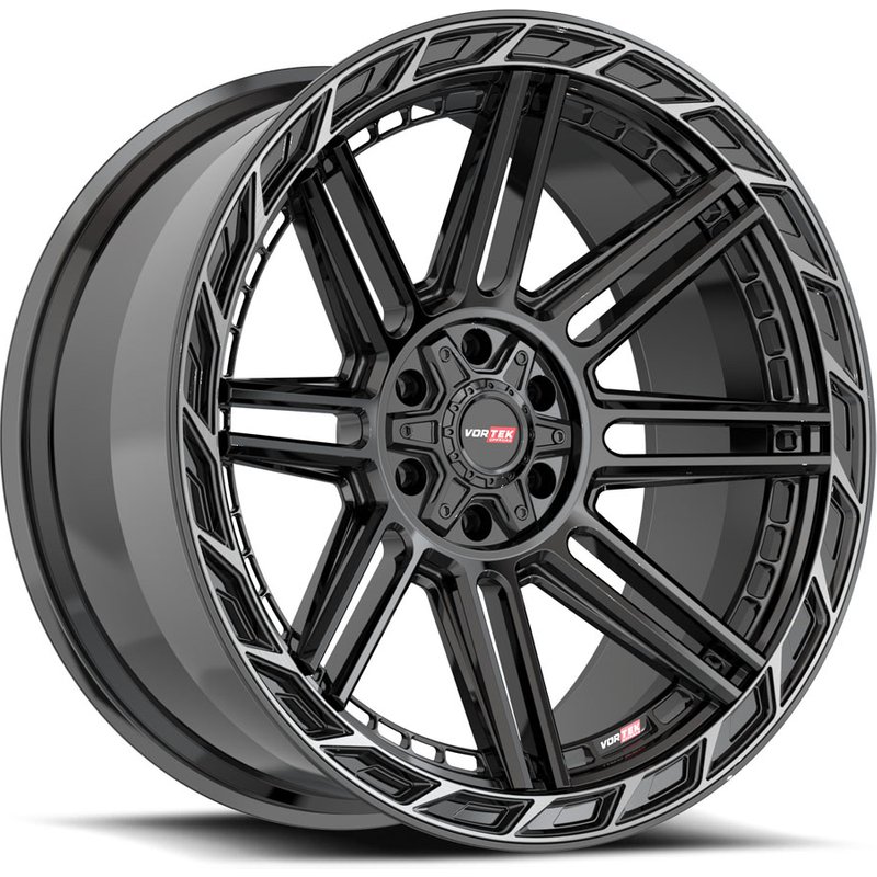 Vortek Off-Road VRP-501 Gloss Black Wheel with Diamond Cut Ring — Wheels & Rims