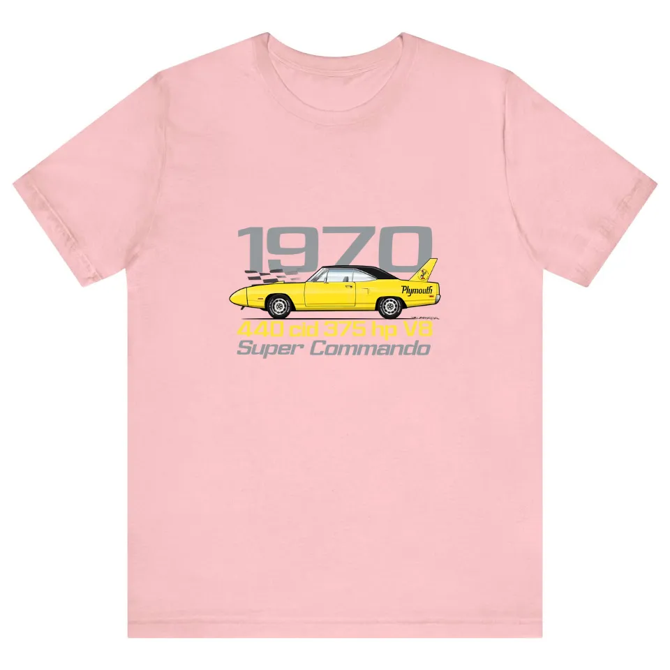 1970-Twist Yellow Plymouth Superbird Men's T-Shirt — Mens T Shirts