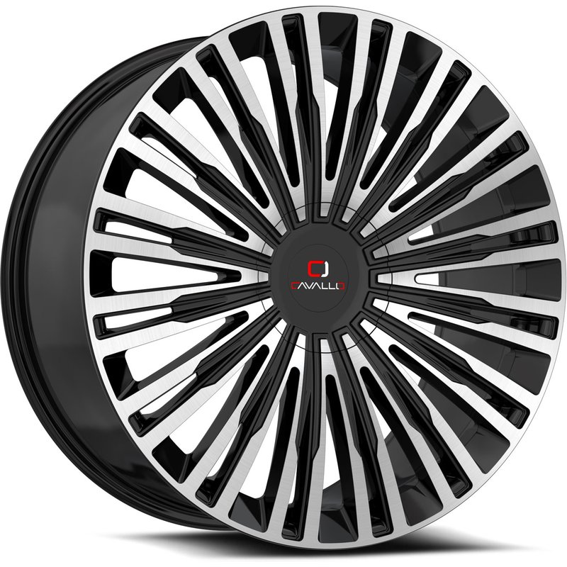 Cavallo CLV-48 Gloss Black Machined Wheels - 20x8.5 - 5x108 - 35 Offset — Wheels & Rims