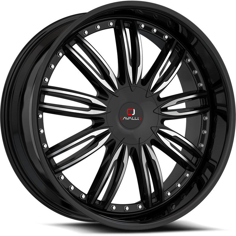 Cavallo CLV-54 Gloss Black Machined Wheels - 18x8 - 5x100 Bolt Pattern