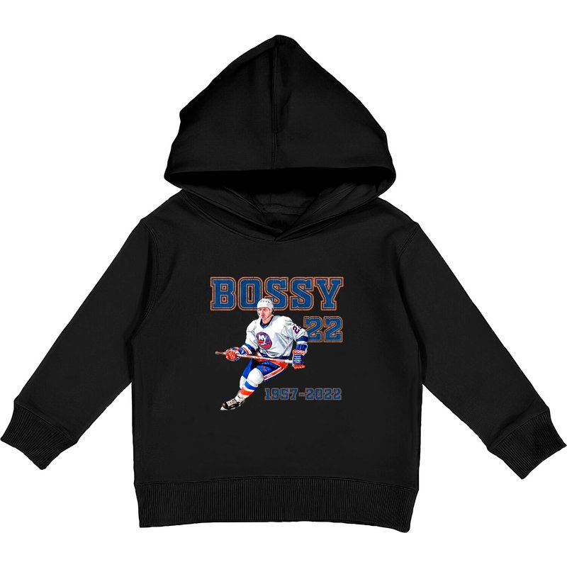 Mike Bossy Number 22 Essential Kids Pullover Hoodie — Mens Hoodies