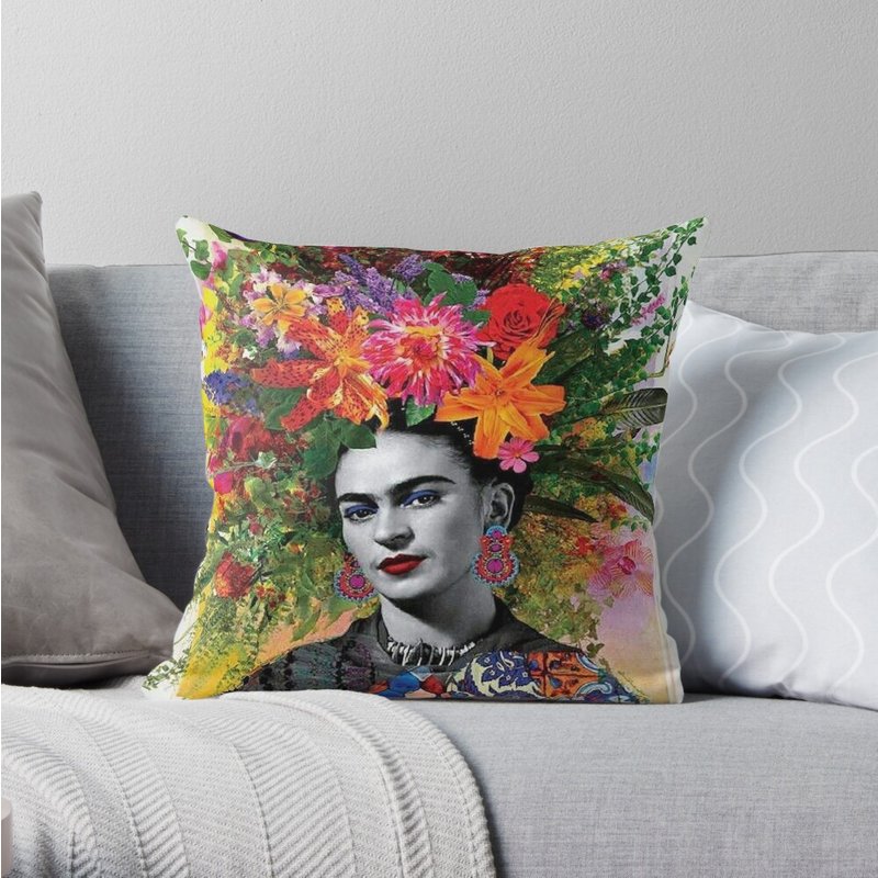 Frida Kahlo Art Throw Pillow - Royal Blue Cover Only — Decorative Cushions