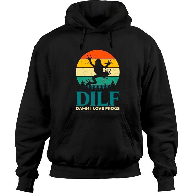 Hoodie Unisexe Dilf Damn I Love Frogs Noir — Sweats à capuche pour hommes