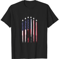 American Flag USA Airplane Jet Fighter T-Shirt for Men