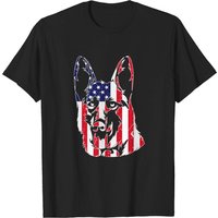 T-shirt pour hommes avec drapeau américain et berger allemand — T-shirts pour hommes
