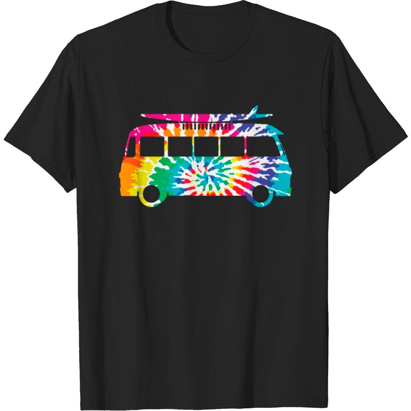 T-shirt Hippie Van avec Surfboard Arc-en-ciel pour Hommes — T-shirts pour hommes