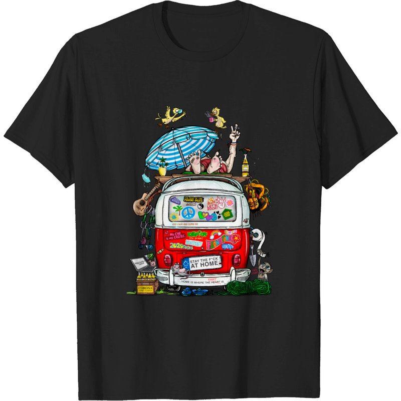 T-shirt Hippie Van pour hommes en noir